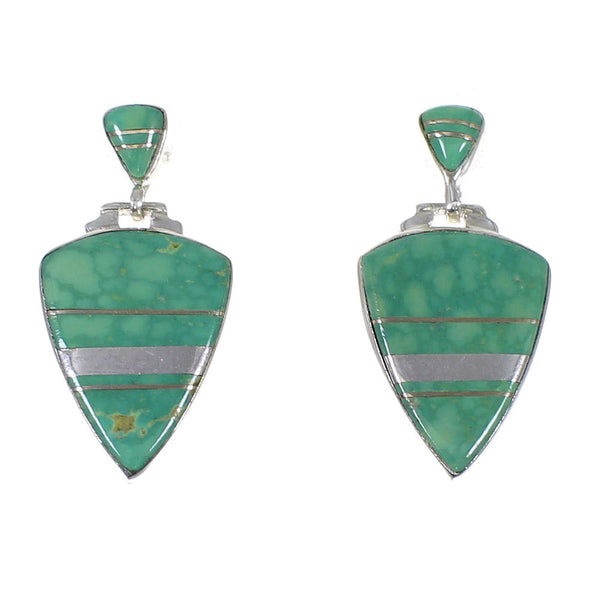 Turquoise Authentic Sterling Silver Southwestern Post Dangle Earrings RX78509